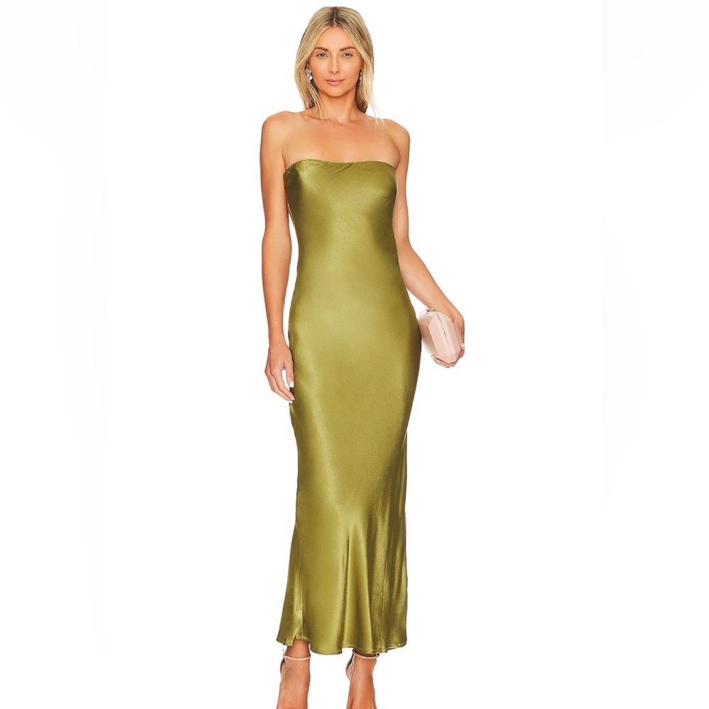 x REVOLVE Angel Strapless Midi Dress in Olive